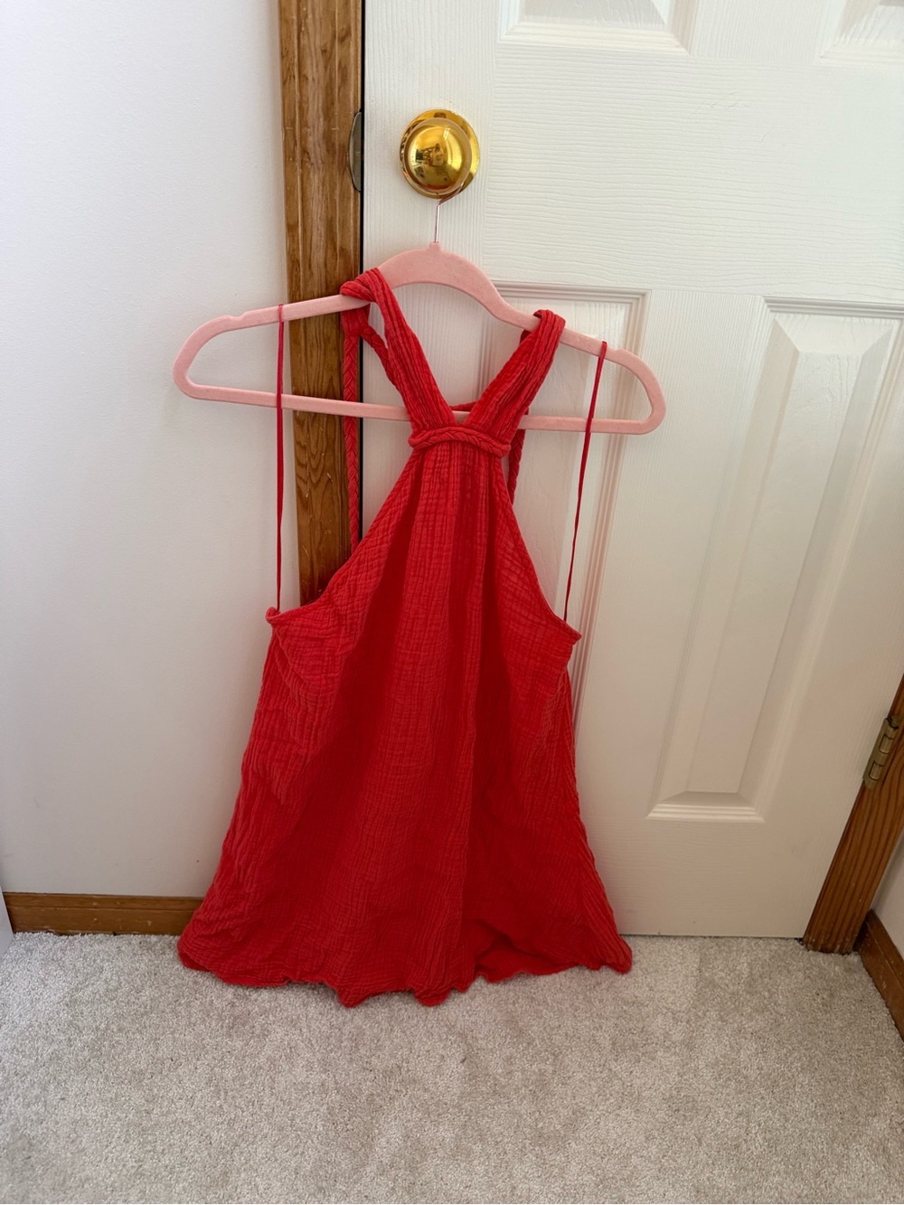 Anthropologie Red Crinkle Dress